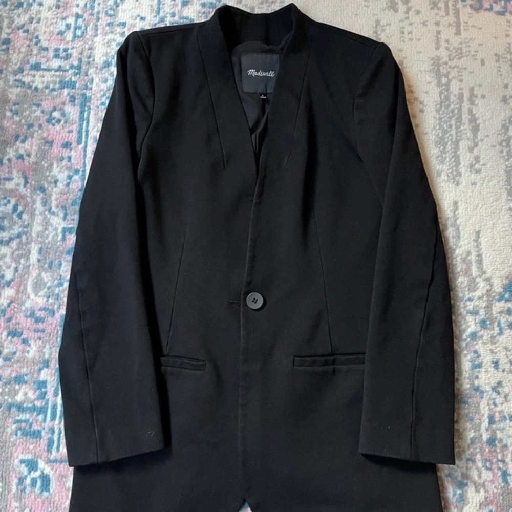 Madewell Black Women's Notchless Single-Button Blazer